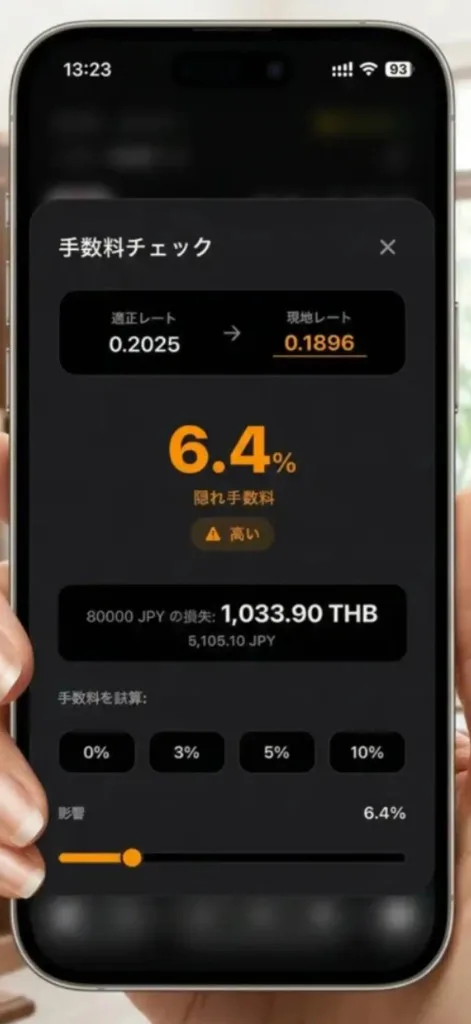 NomadCalc モバイル — 手数料チェックで隠れコストを確認